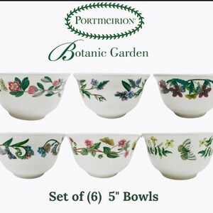 Portmerion Botanic Garden Forget Me Not 5" Rice Cereal Chili Bowl - Set of 6